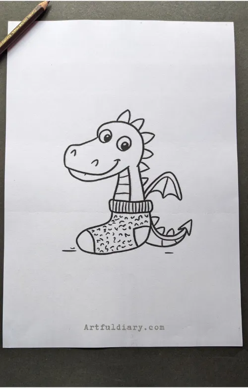 Dragon in sock drawing idea.