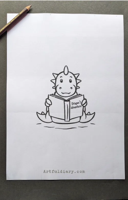 Dragon reading book drawing idea.