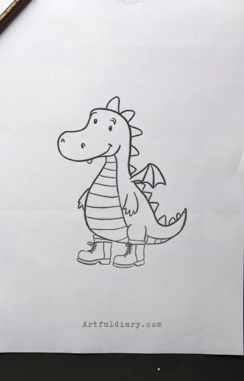 Dragon wearing boots drawing idea.