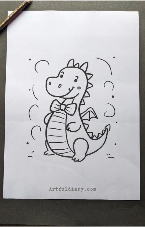 Dragon wearing bow tie drawing idea 2.