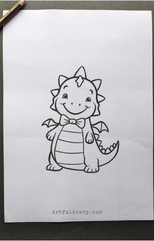 Dragon wearing bow tie drawing idea.