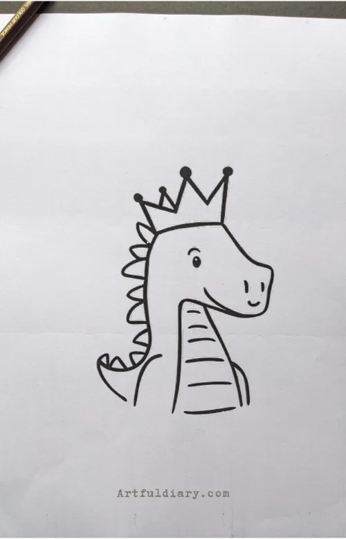 Dragon wearing crown drawing idea.