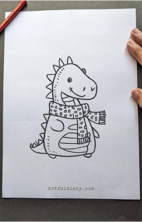 Dragon wearing scarf drawing idea.