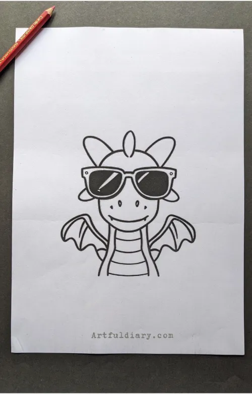 Dragon wearing sunglasses drawing idea.