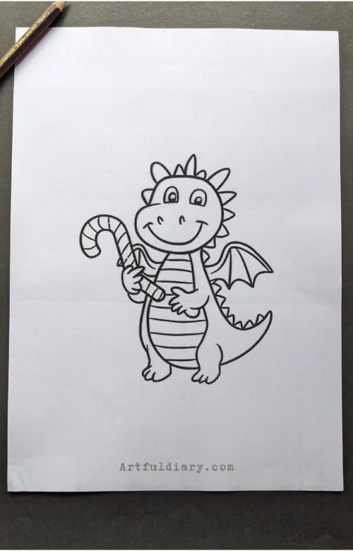 Dragon with candy cane drawing idea.