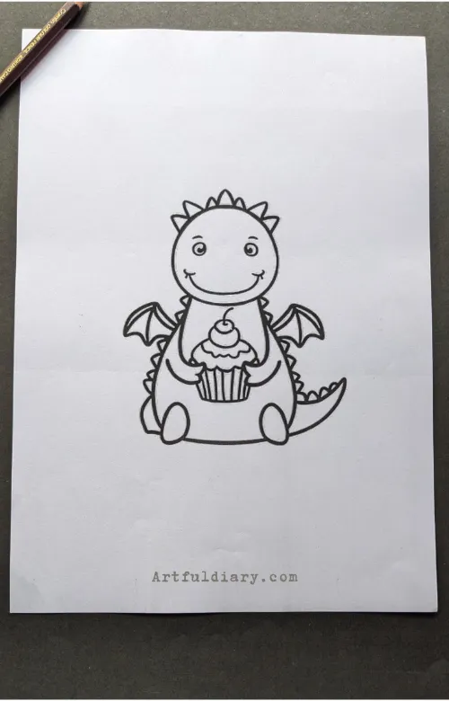 Dragon with cupcake drawing idea.