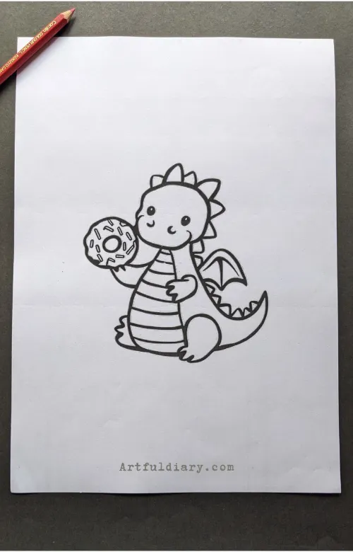 Dragon with donut drawing idea.