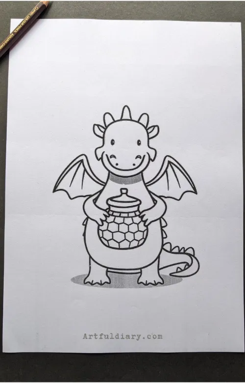 Dragon with honey pot drawing idea.