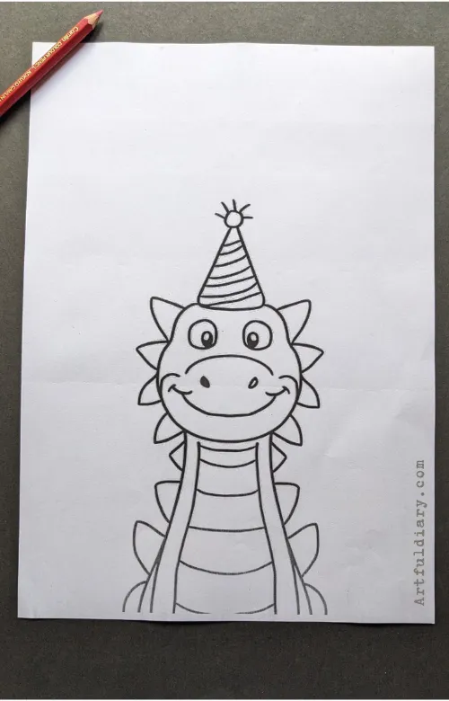 Dragon with party hat drawing idea.