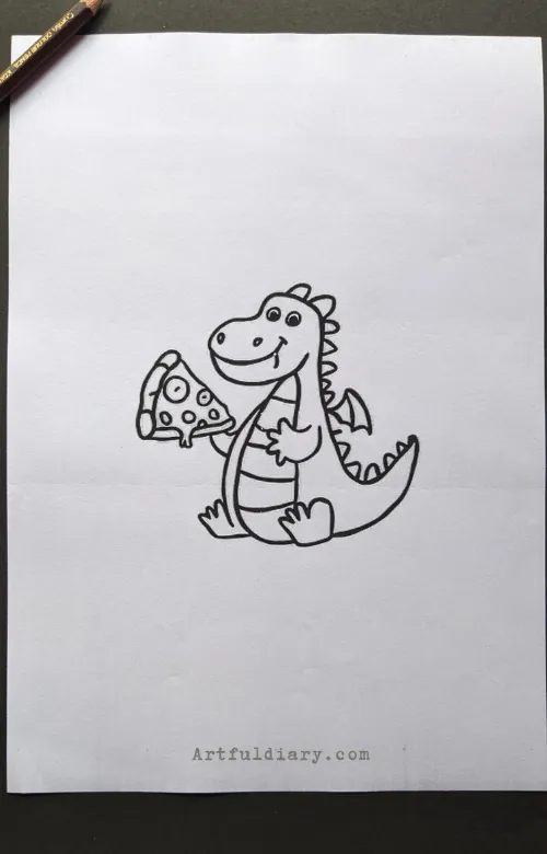 Dragon with pizza slice drawing idea.