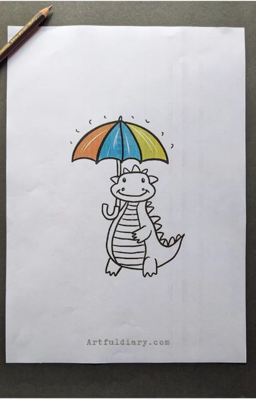 Dragon with umbrella drawing idea.