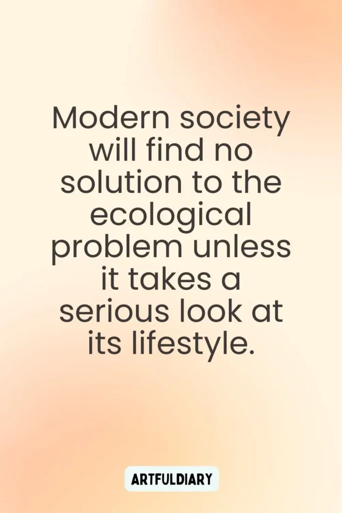 Modern society will find no solution to the ecological problem unless it takes a serious look at its lifestyle. quotes