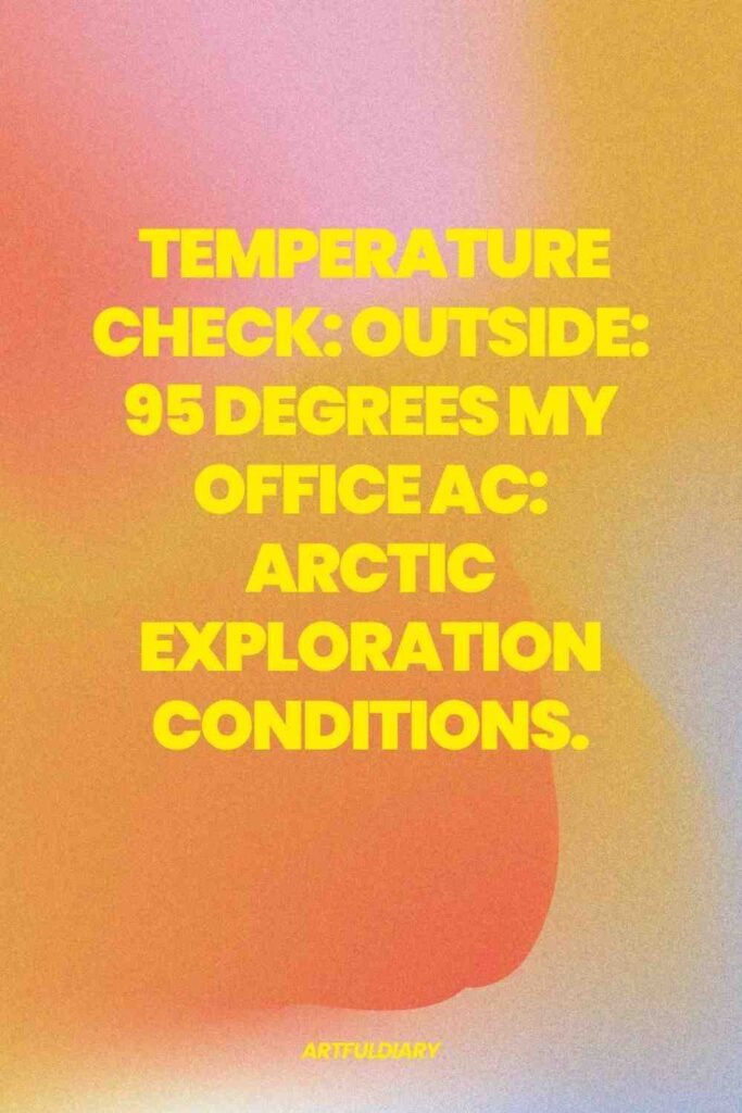 Temperature check: Outside: 95 degrees My office AC: Arctic exploration conditions, summer puns