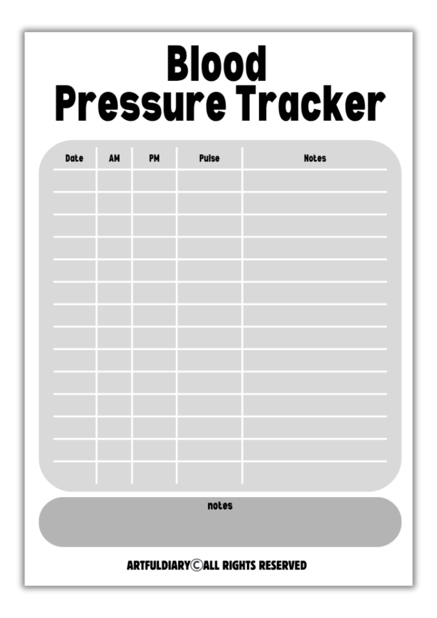 Free Blood Pressure Tracker Printable