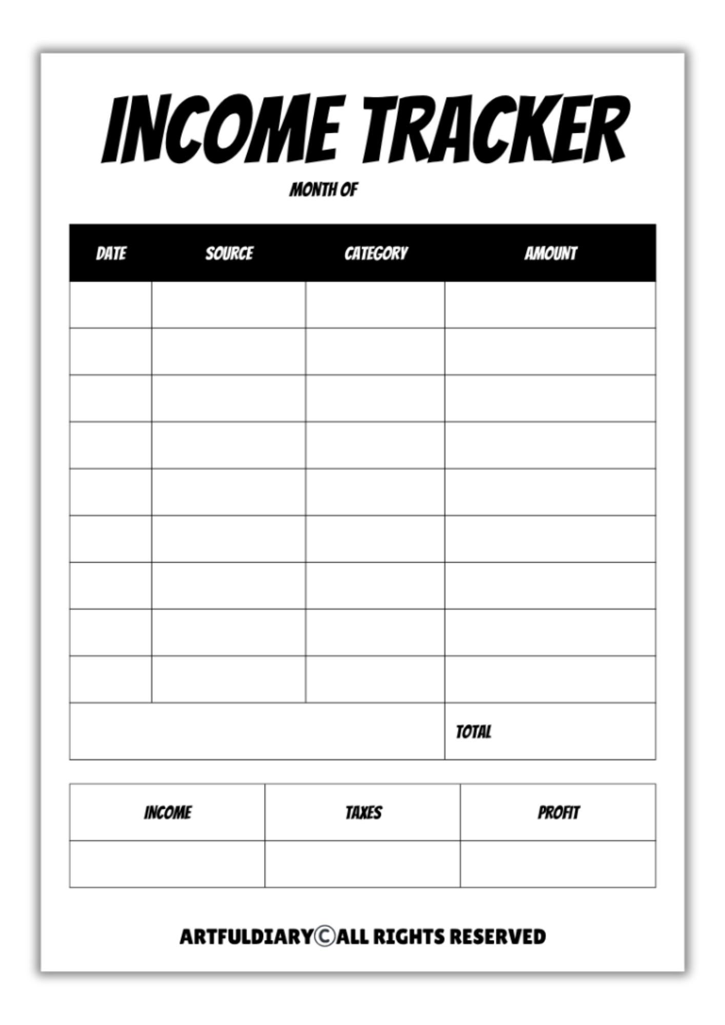 Free Income Tracker Printable