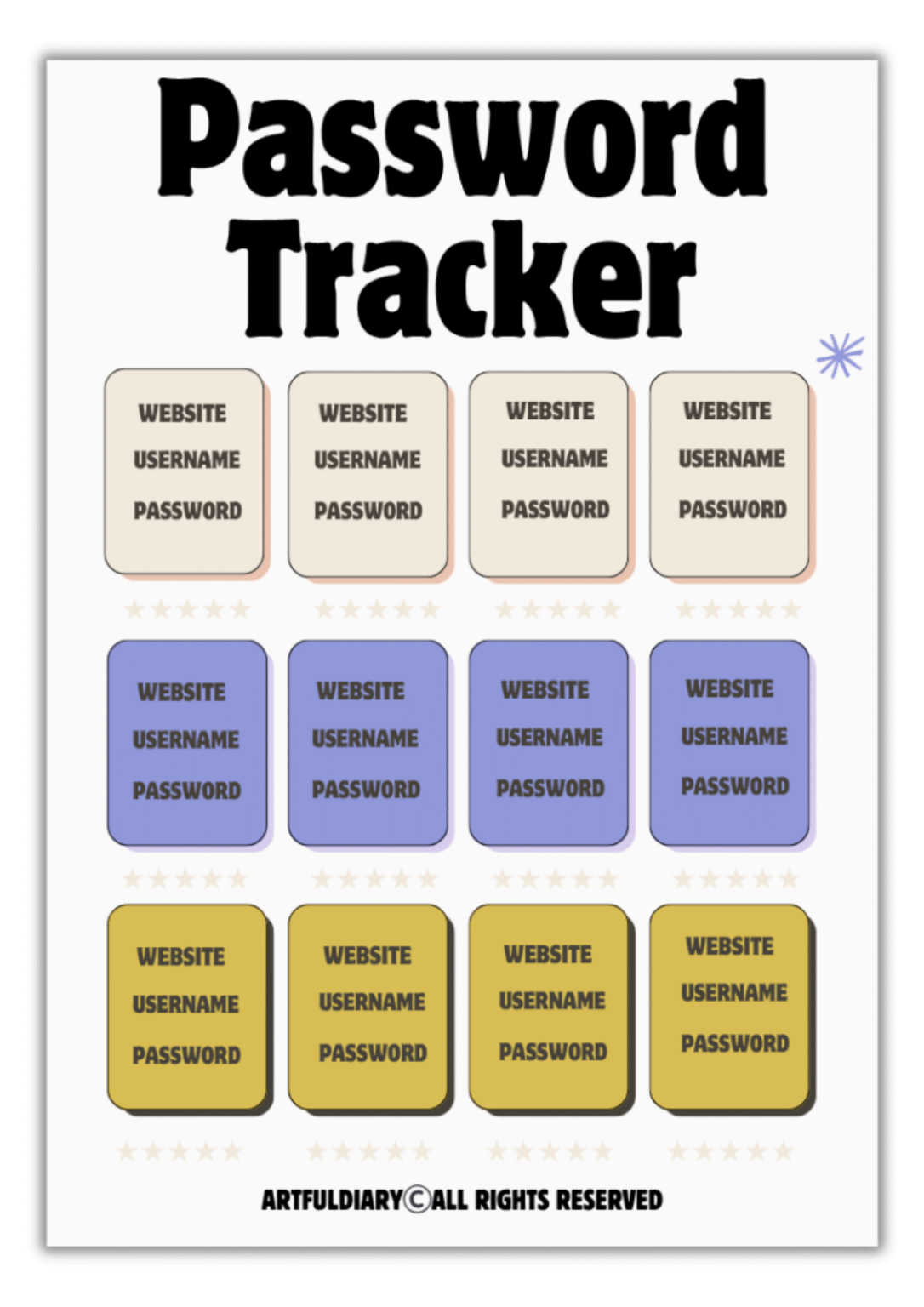 Free Password Tracker Printable Template - artfuldiary.com