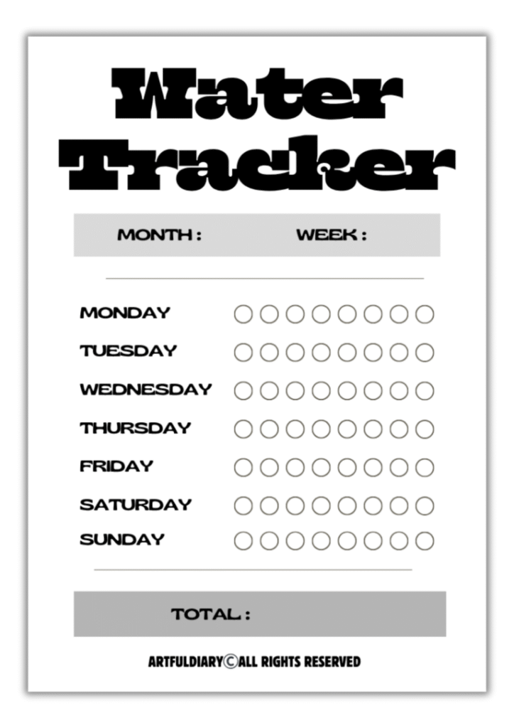 Free Water Tracker Printable - artfuldiary.com