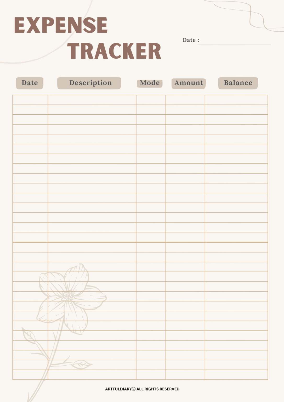 Free Printable Expense Tracker Templates - artfuldiary.com