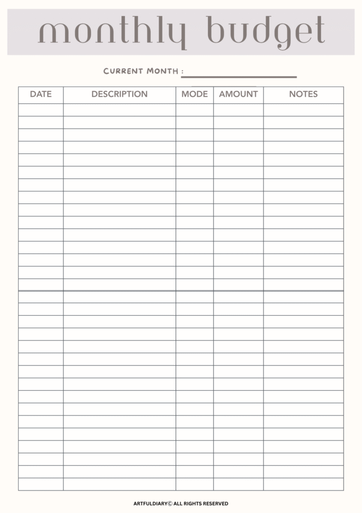 Free Printable Expense Tracker Templates - artfuldiary.com