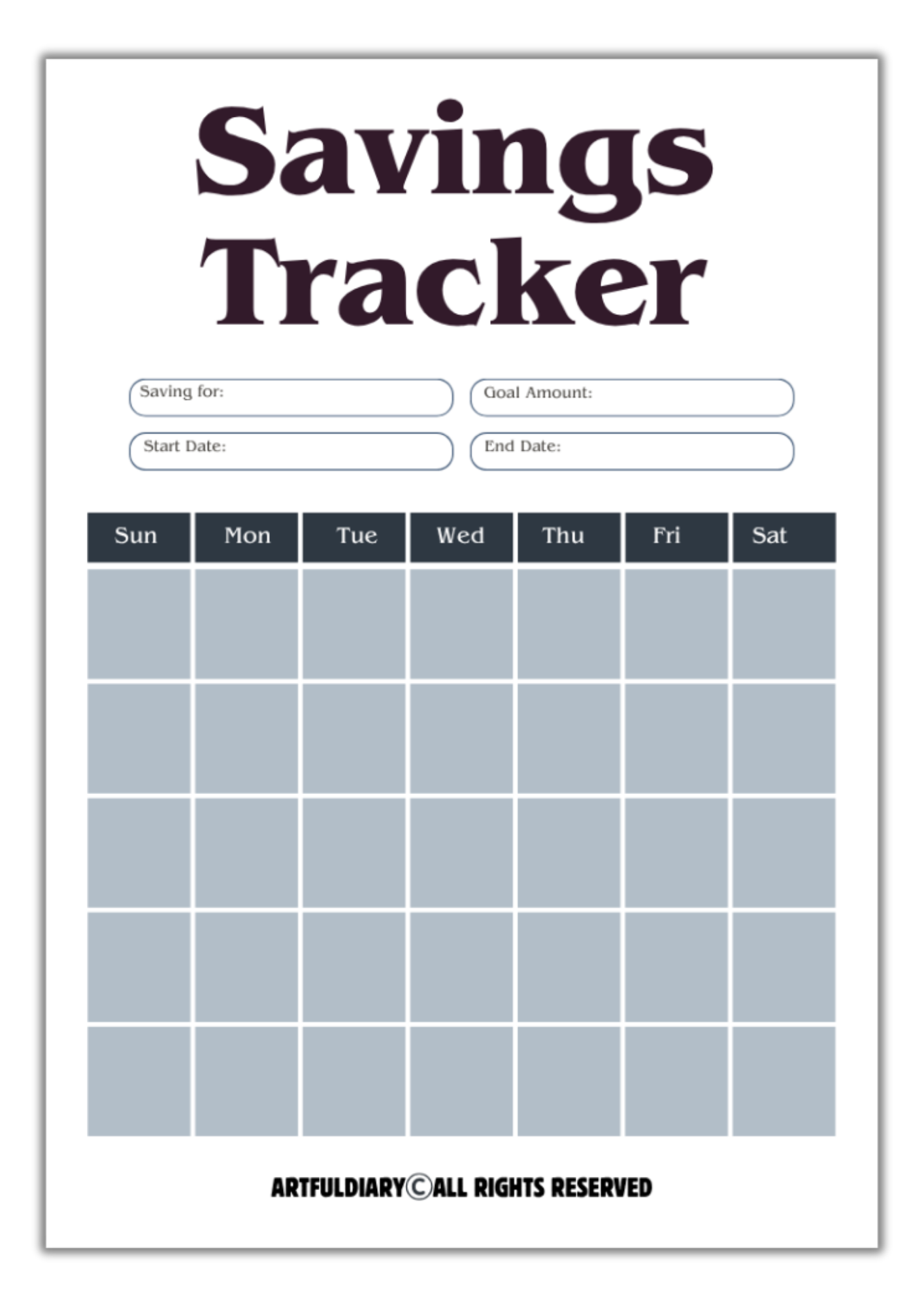 Savings Tracker Printable