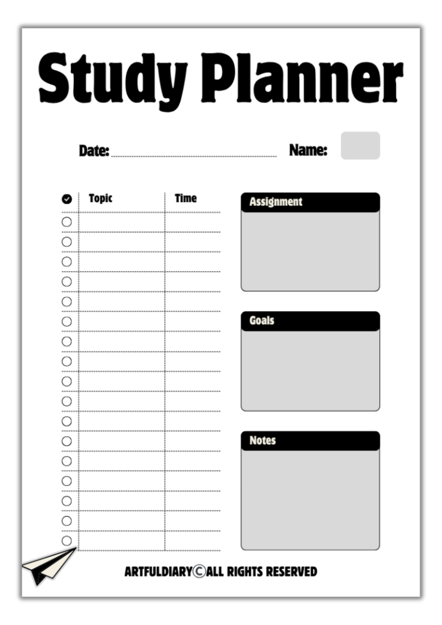 Study Planner Printable
