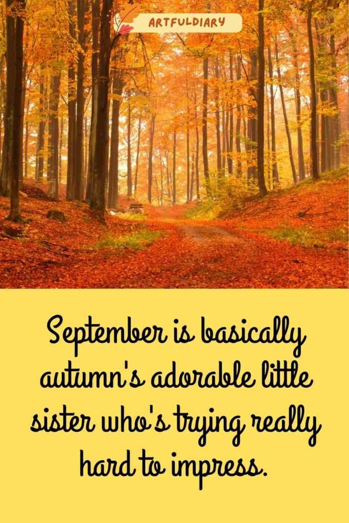 September is basically autumn's adorable little sister who's trying really hard to impress, cute hello september quotes