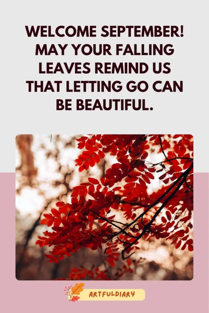 Welcome September! May your falling leaves remind us that letting go can be beautiful, welcome September Quotes And Wishes