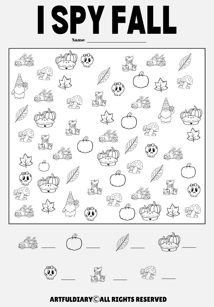 i Spy Fall Free Printable