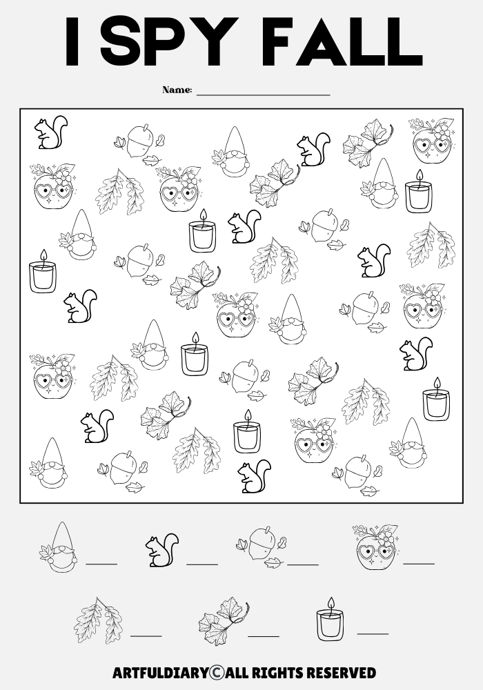 i Spy Fall Free Printable