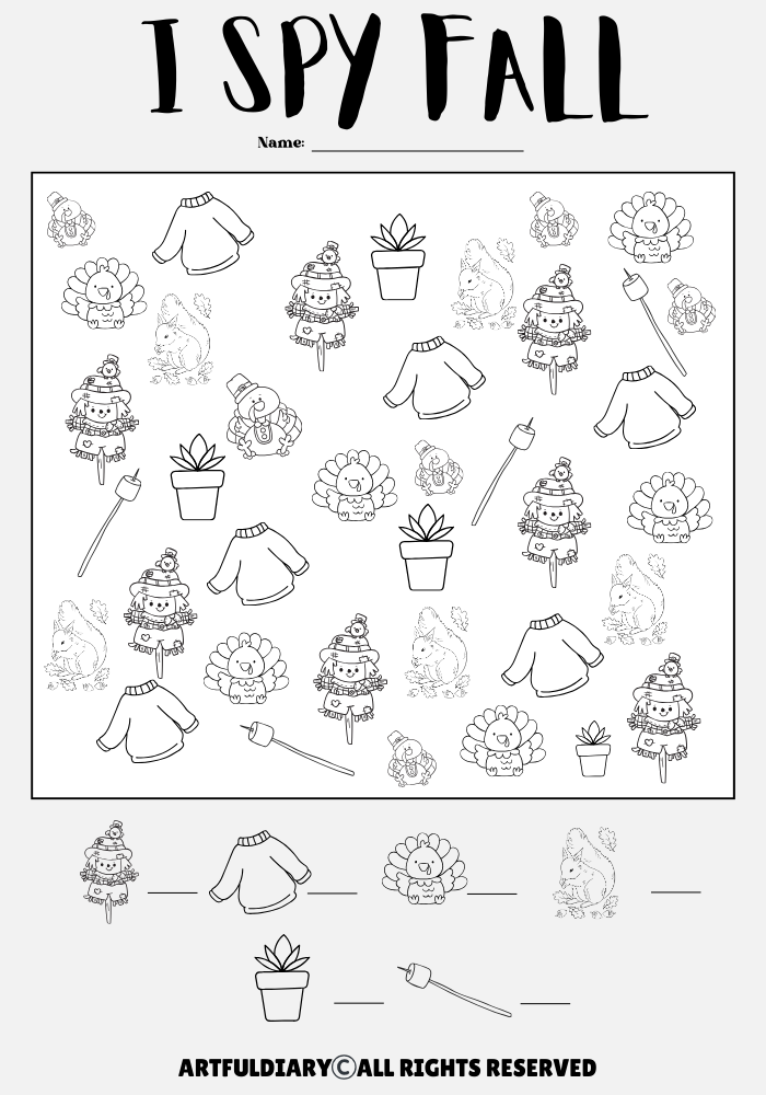 i Spy Fall Free Printable