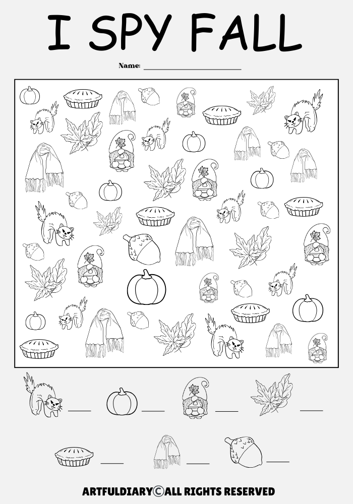 i Spy Fall Free Printable