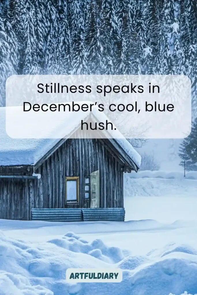 Stillness speaks in December’s cool, blue hush, hello december aesthetic quotes wallpaper