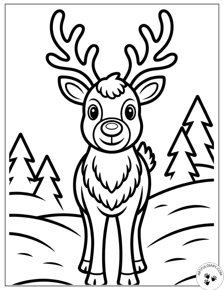 Adorable Reindeer Christmas Pictures to Color
