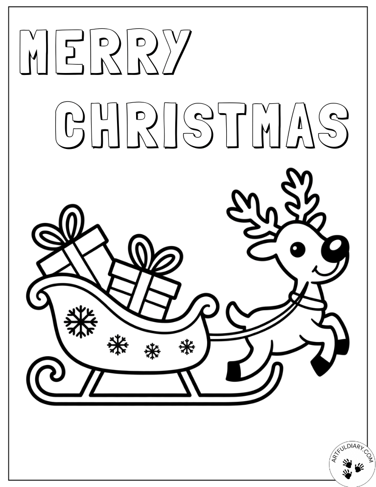 Cute Christmas Coloring Pages Featuring Santa’s Sleigh