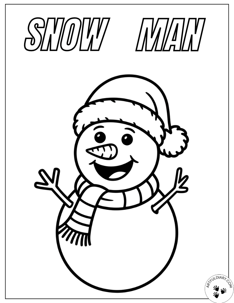 Free Winter Snowman Christmas Coloring Pages
