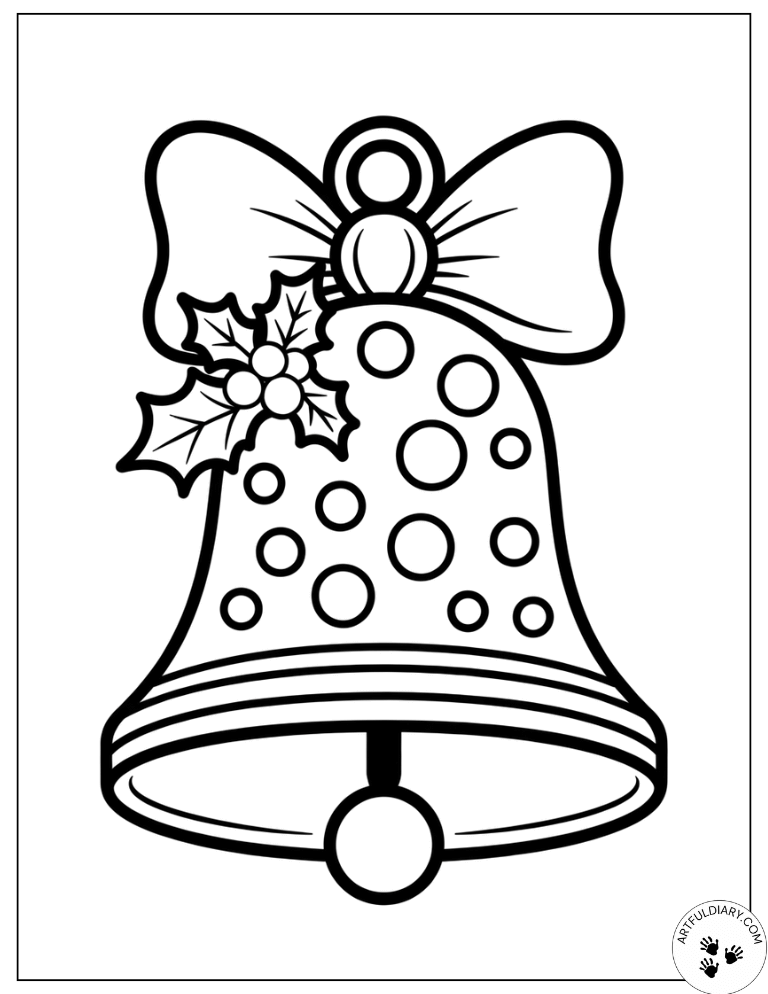 Simple Bell Free Christmas Coloring Pages
